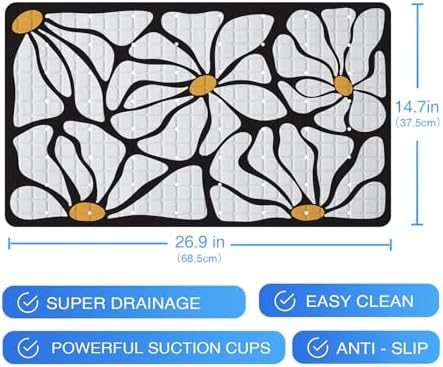 Floral Bathtub Mat Non Slip for Kids 27x16in 1