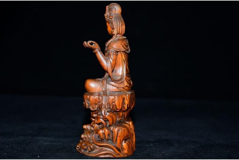 LimpaC Collection Boxwood Kwan-yin Statue Handmade Decor