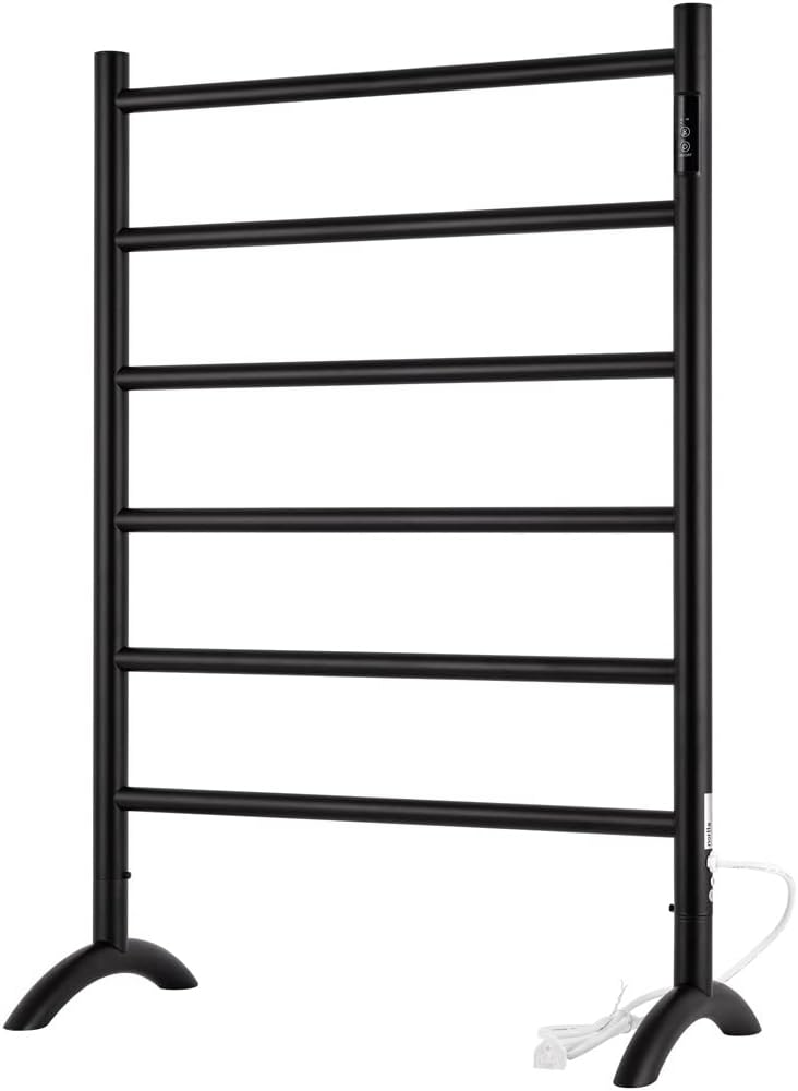 NORTTA Freestanding Towel Warmer 6 Bars 3 Modes Black Stainless Steel 1