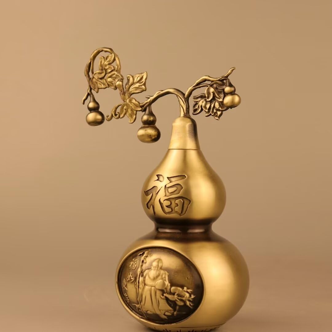 Julrybox Brass Gourd Feng Shui Charm Sculpture