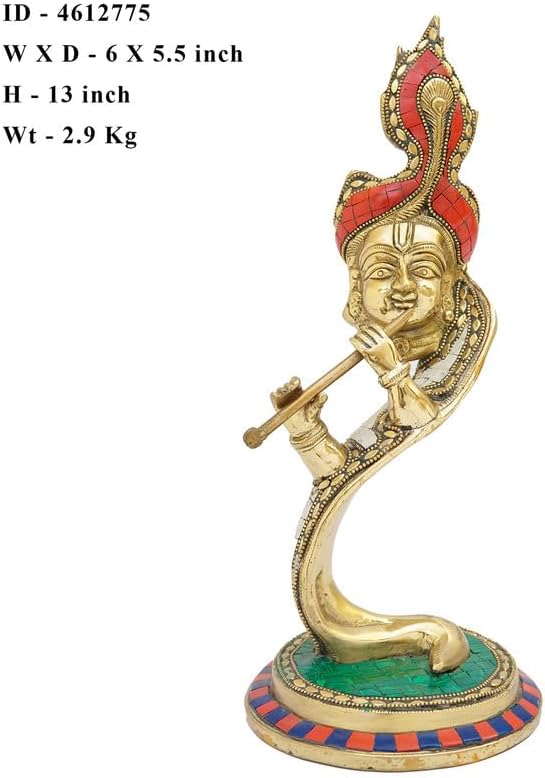 Statuestudio Krishna Flute Brass Idol 13 Inch