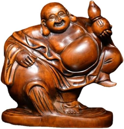 Handcrafted Mini Boxwood Maitreya Buddha Statue