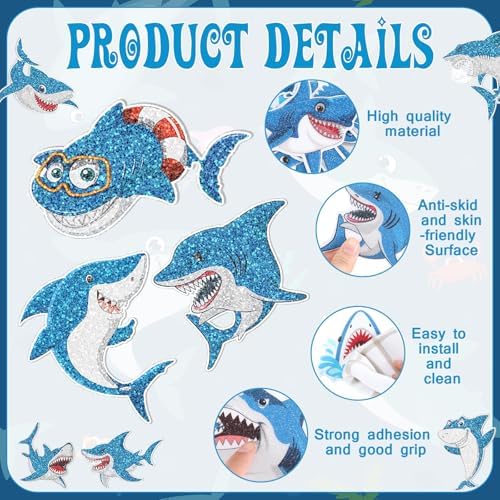Yaomiao Shark Non-Slip Bathtub Stickers 24 Pcs