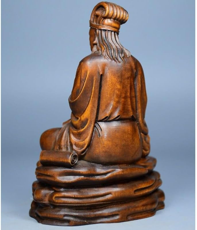 LimpaC Boxwood Zhuge Liang Meditating Statue Decor