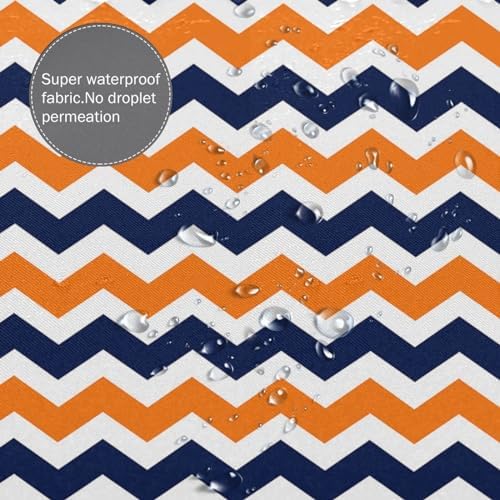 FUNNY KIDS HOME Navy Deep Blue Orange Chevron Shower Curtain Set