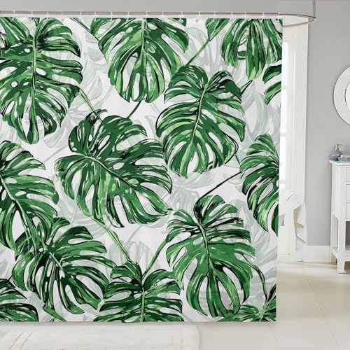 Erosebridal Tropical Hawaii Plants Bath Curtain Set