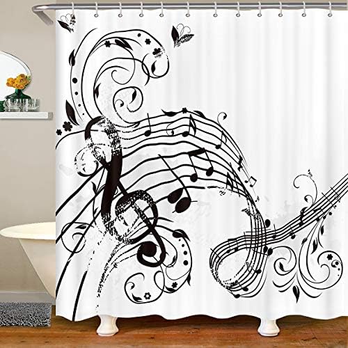 Erosebridal Musical Note Shower Curtain 72x72 1