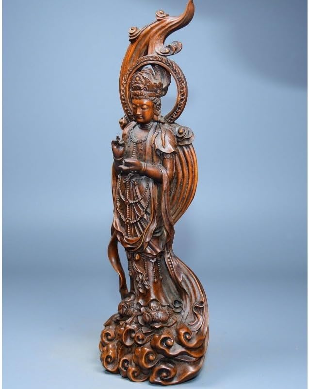Handcrafted Avalokitesvara Boxwood Buddha Statue