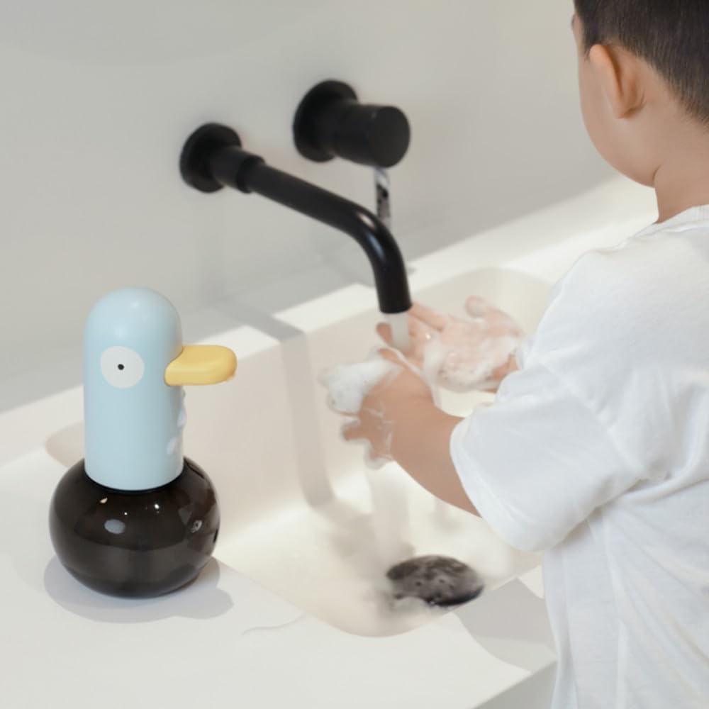 Kids Automatic Foaming Soap Dispenser - Cute Pigeon USB Rechargeable 400ml Yellow