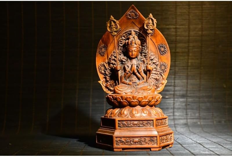 Handcrafted Boxwood Guanyin Statue 1000 Arms Meditation