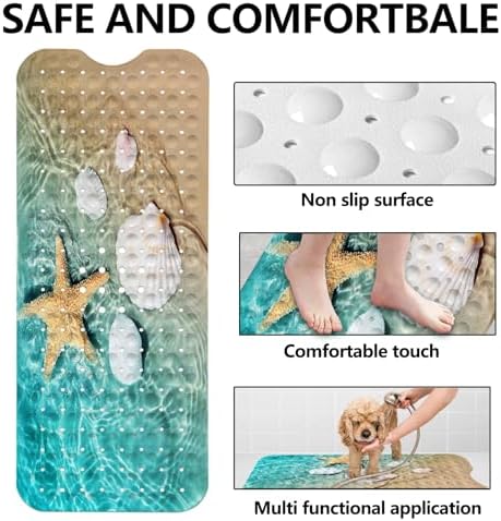Lnond Summer Beach Bathtub Mat Non Slip 40 X 16 Inch