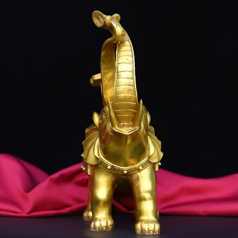 Brass Elephant Feng Shui Figurine Decor