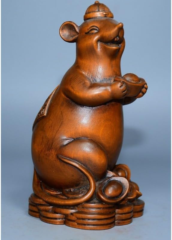 LimpaC Boxwood Mouse Yuanbao Wealth Statue