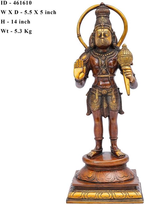 Statuestudio Hanuman Idol Orange Patina 14 Inch