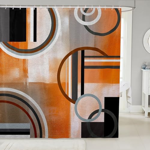 Erosebridal Burnt Orange Waterproof Shower Curtain Set