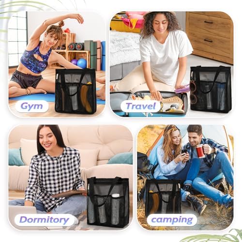 Portable Mesh Shower Caddy with Side Pocket - Black