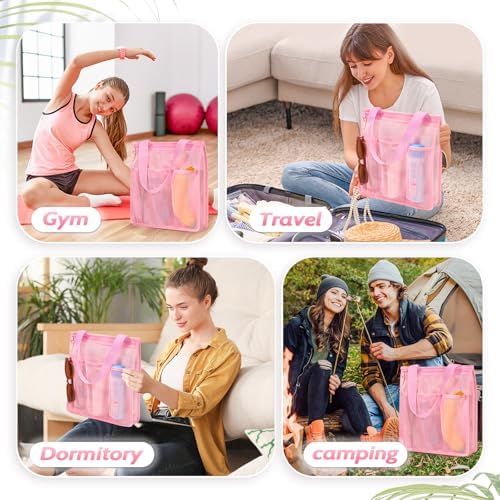 Famichan Mesh Shower Caddy Portable Pink