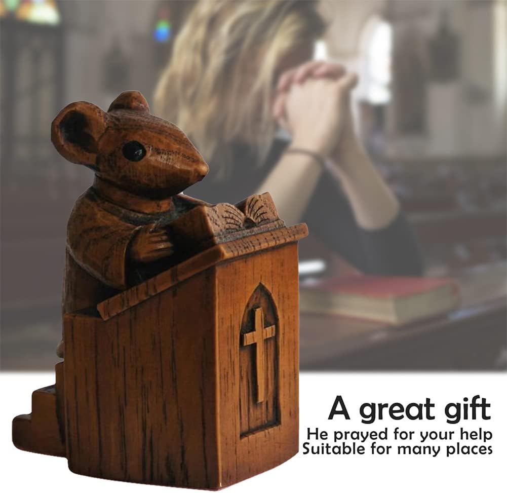 GAIBIJA Yuhoo Church Mouse Statue 10 Inch Wooden Sculpture