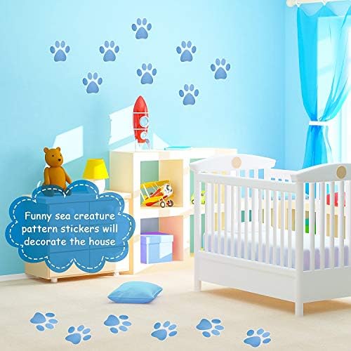 20 Piece Non-Slip Paw Print Bath Treads Blue