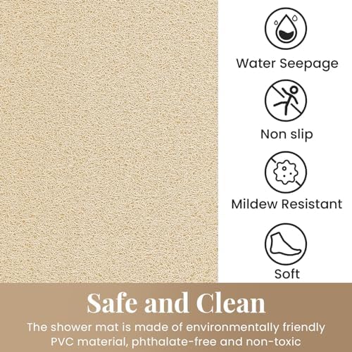 SoftDuo Non-Slip Shower Mat 36x16 Inch PVC Loofah