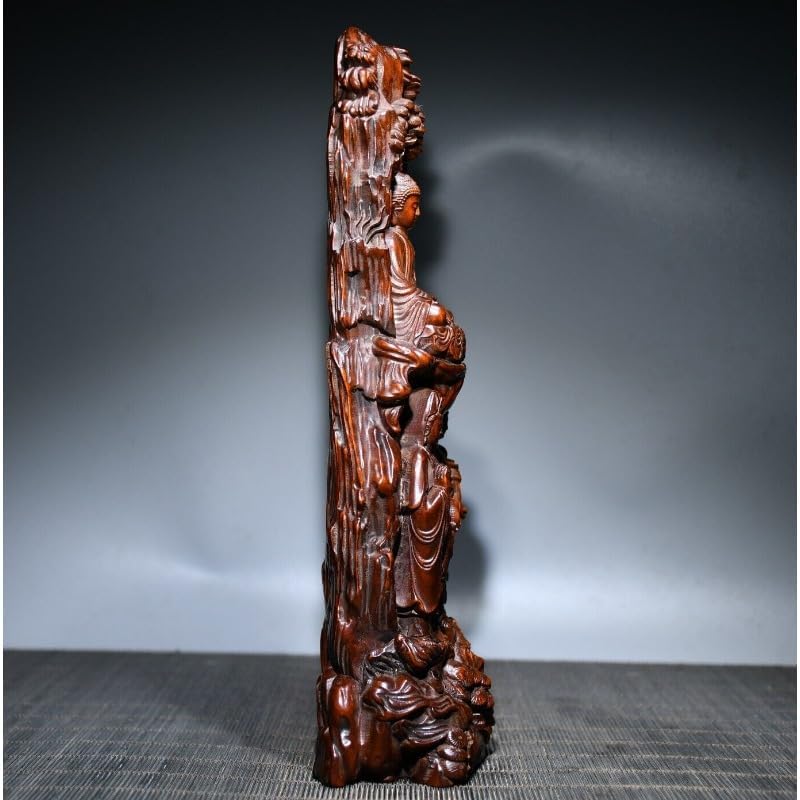 LimpaC Handcrafted Boxwood Three Buddha Statues Meditating Decor