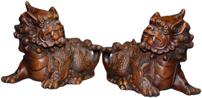 LimpaC Collection Mini Boxwood Lion Foo Dog Statues