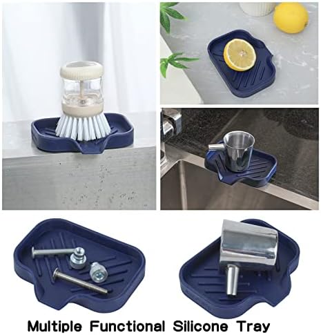 MicoYang Silicone Soap Dish with Drain Spout - Navy Blue 49x32