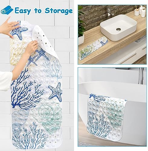 Topotdor Starfish Coral Bath Mat Non-Slip 40x16 Inch