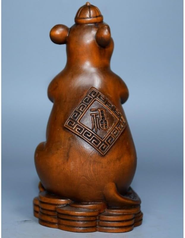 LimpaC Boxwood Mouse Yuanbao Wealth Statue