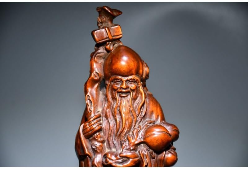 LimpaC Handmade Boxwood Red Crane Statue Decor