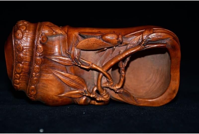 Handcrafted Golden Cicada Writing Brush Washer Statue Set