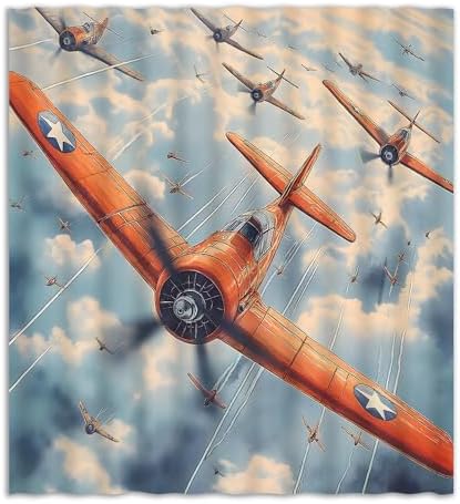 JEJOMEAG Vintage Airplane Shower Curtain 70x70