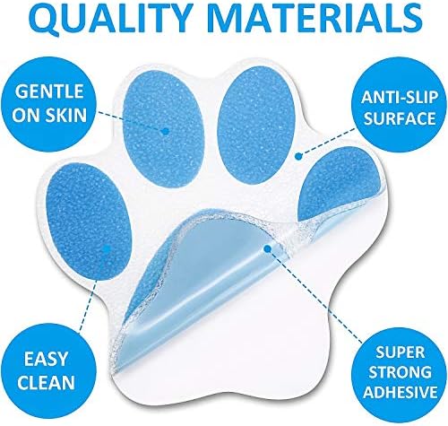20 Piece Non-Slip Paw Print Bath Treads Blue