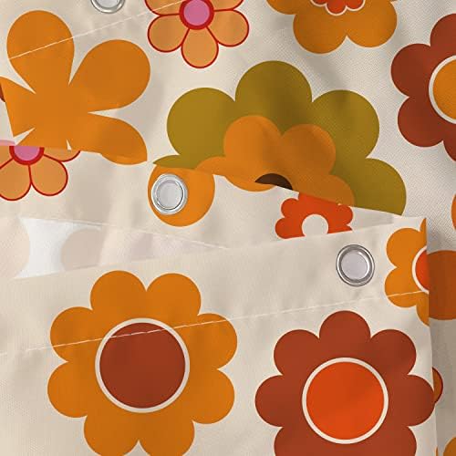 Retro Flowers Shower Curtain Set 72x72 inches