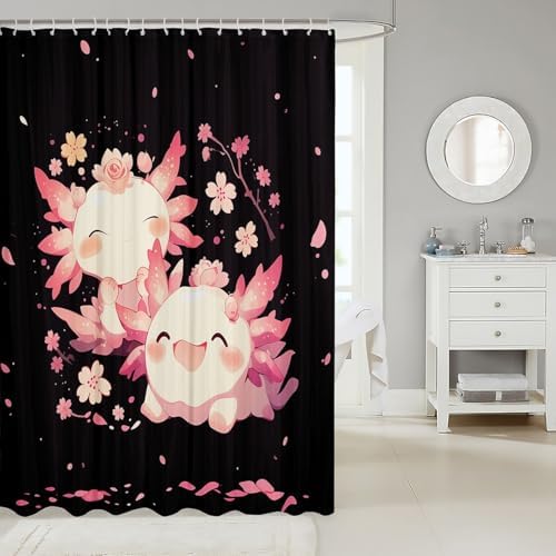 Erosebridal Girls Pink Axolotl Shower Curtain Set 1