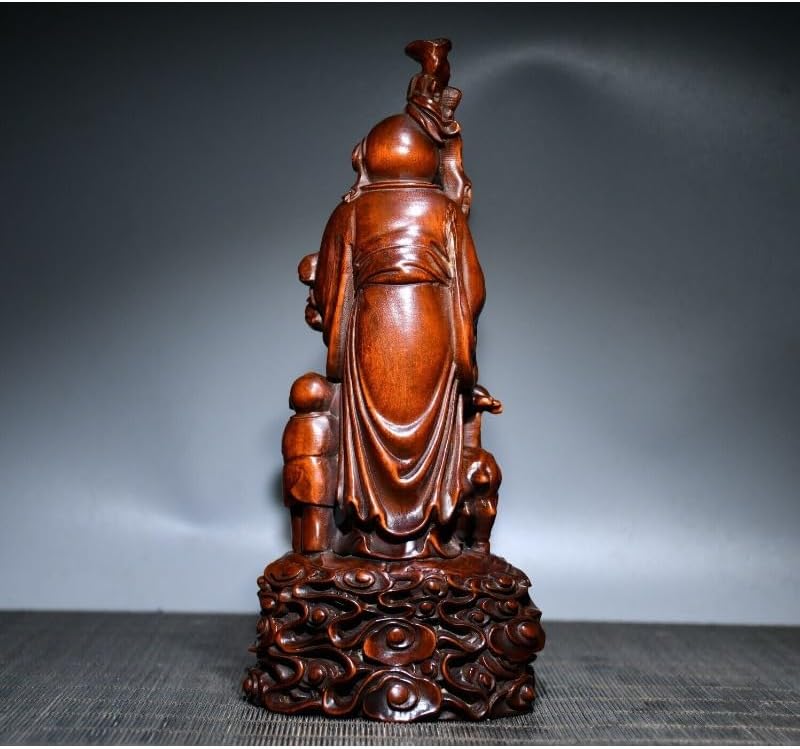 LimpaC Handmade Boxwood Red Crane Statue Decor