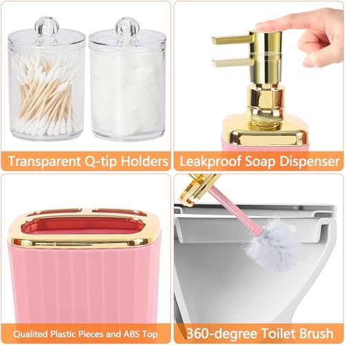 Viowil 9-Piece Pink Bathroom Accessory Set