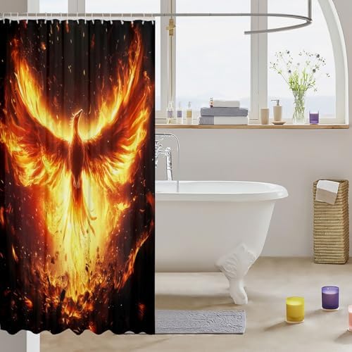 Feelyou Red Phoenix Shower Curtain Set 1