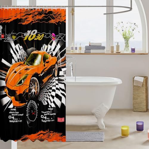 Feelyou Race Car Bath Curtain Set 72x72