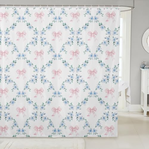 Erosebridal Pink Kawaii Ribbon Bow Shower Curtain