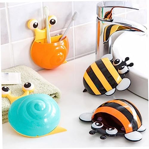 4pcs Cartoon Bee Wall Mount Toothbrush Holder with Suction Cup