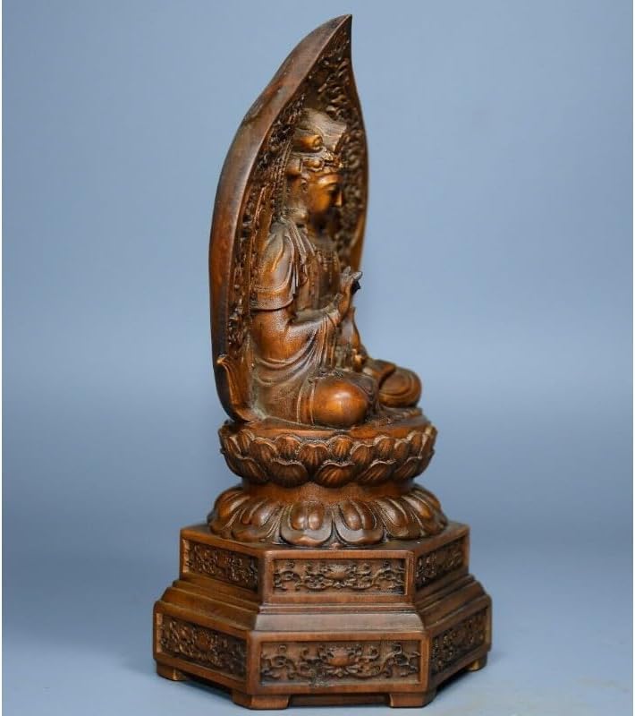 Handcrafted Boxwood Avalokitesvara Meditation Statue