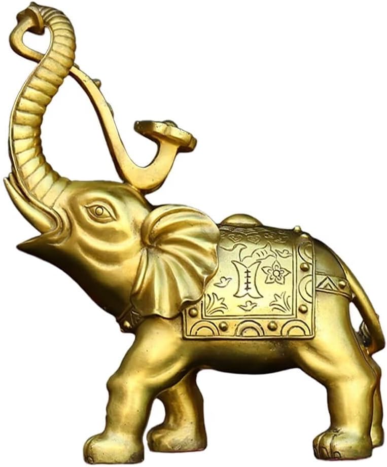 Brass Elephant Feng Shui Figurine Decor