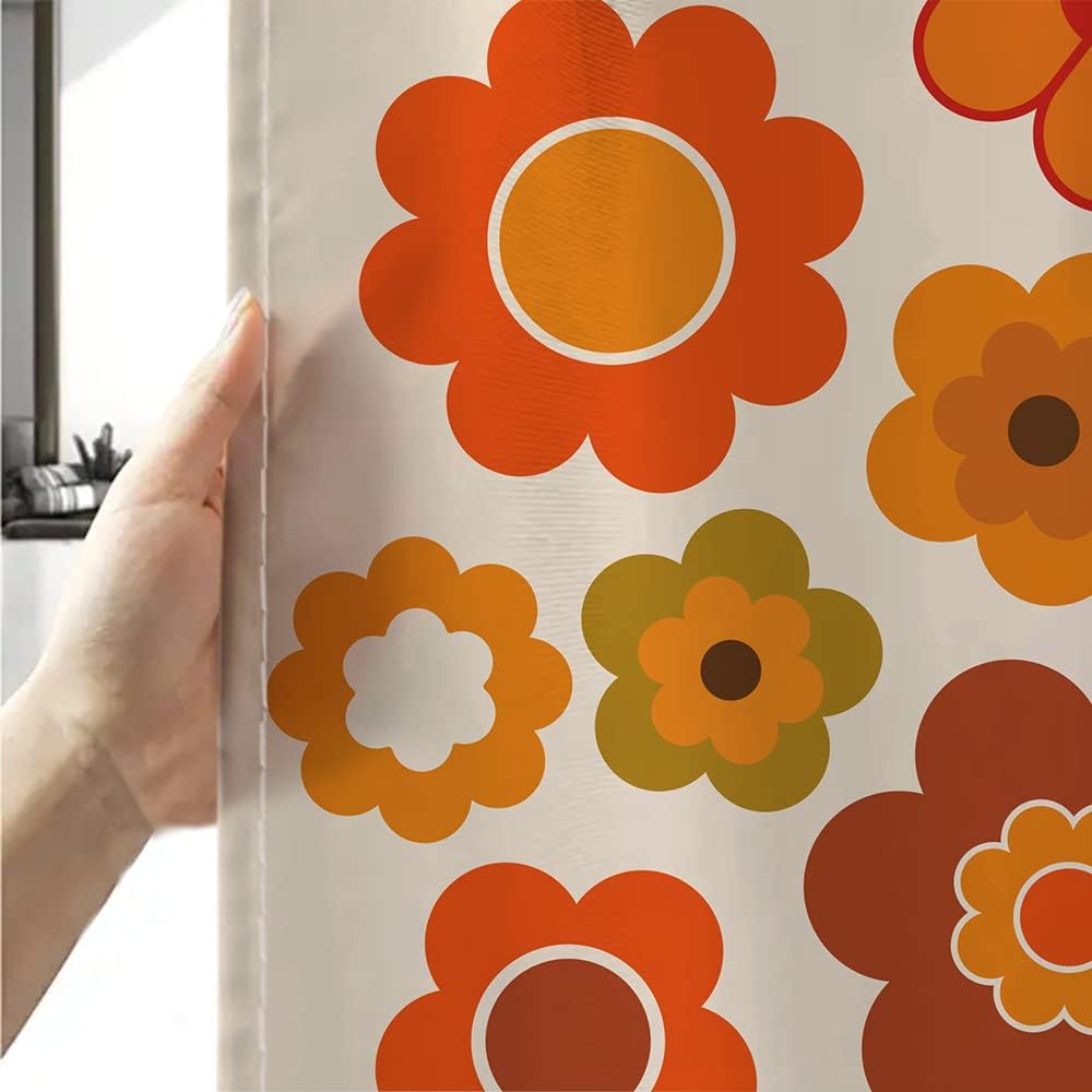 Retro Flowers Shower Curtain Set 72x72 inches