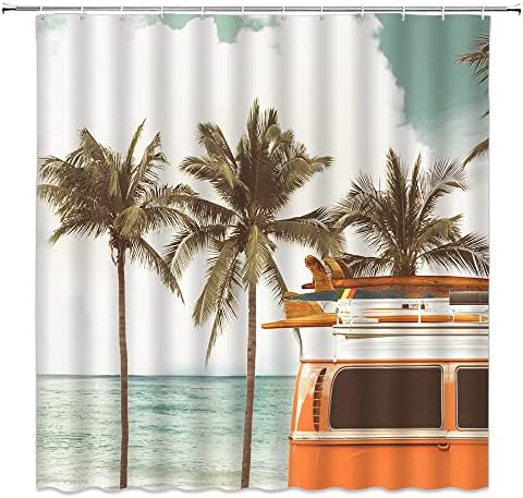 TFGGNDF Retro Palm Tree Shower Curtain Set