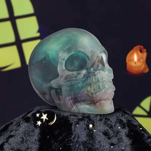 LEADGEM Rainbow Fluorite Crystal Skull Statue 30 Inch