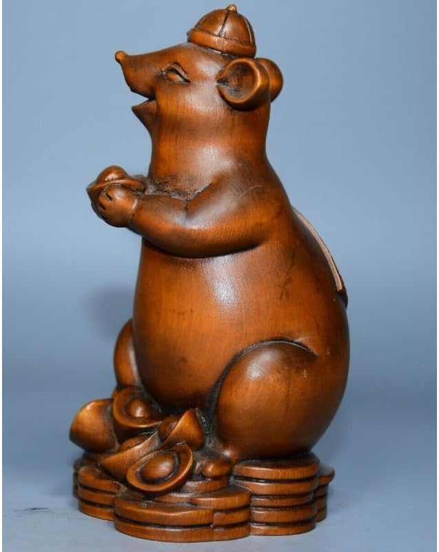 LimpaC Boxwood Mouse Yuanbao Wealth Statue