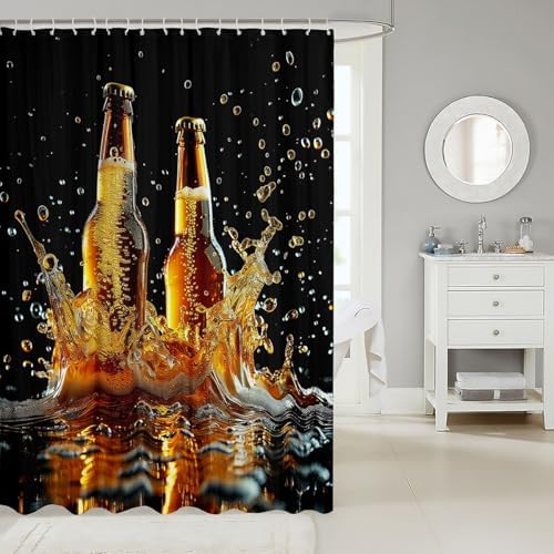 Erosebridal Beer Themed Shower Curtain Set 72x72 1