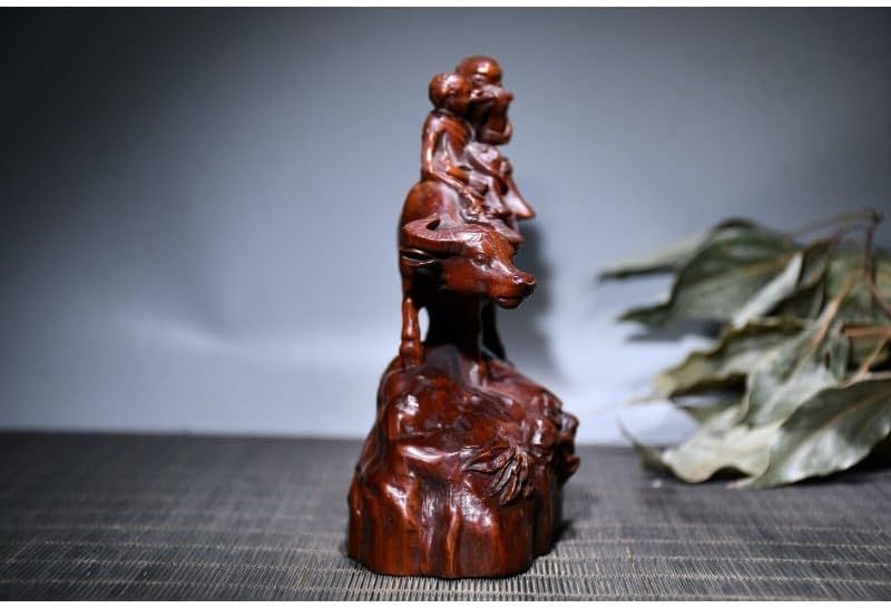 LimpaC Handcrafted Boxwood Child Riding Ox Statue