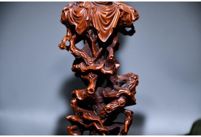 Handcrafted Boxwood Guanyin Sitting Pine Statue